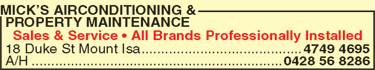 Mick's Airconditioning & Property Maintenance - Accommodation Bookings 1