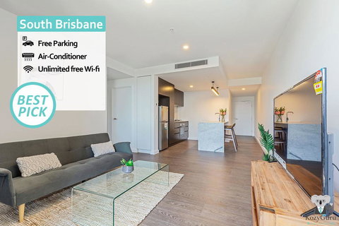 South Brisbane Kozy 1Bed APT + FREE Parking QSB001 - Accommodation Bookings 0